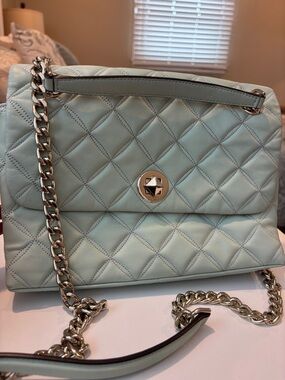 Kate Spade Quilted light blue Leather Chain Shoulder Bag